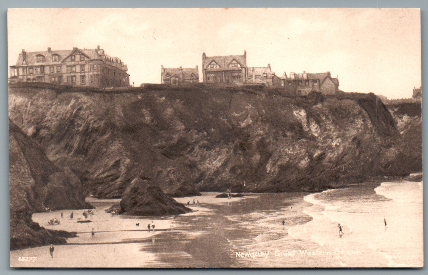 Newquay Great Western Beach Cornwall Vintage Topographical Postcard