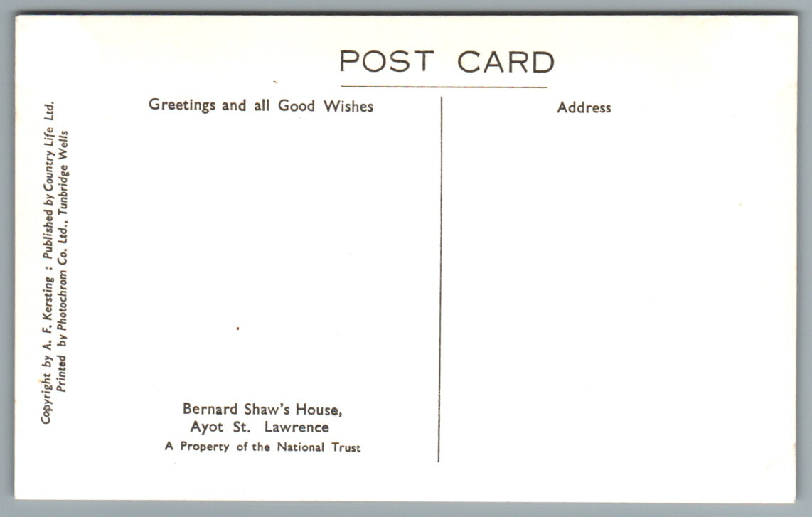 Bernard Shaw's House, Ayot St Lawrence Hertfordshire Postcard #2083