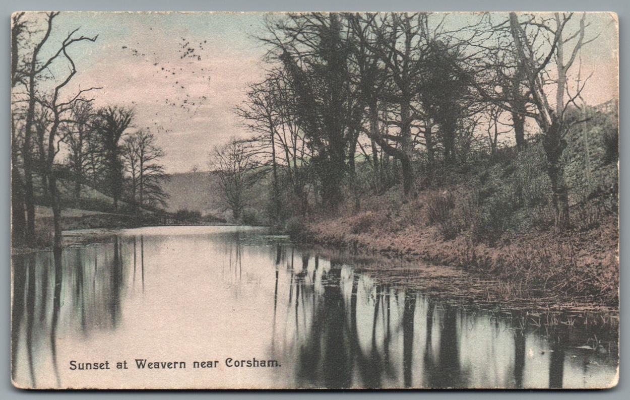 Corsham Sunset At Weavern, Wiltshire Vintage Topographical Postcard