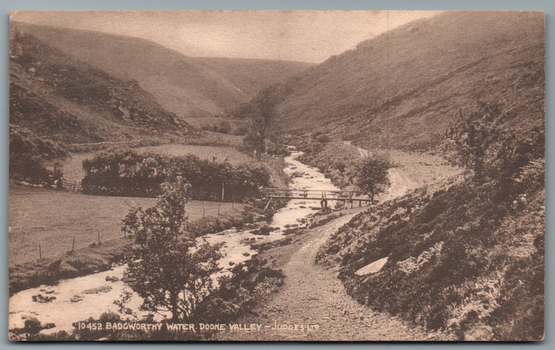 This is a Malmsmead Badgworthy Water Doone Valley Vintage Topographical Postcard