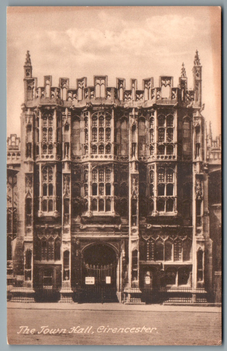 This is a Cirencester Town Hall Gloucestershire Vintage Topographical Postcard