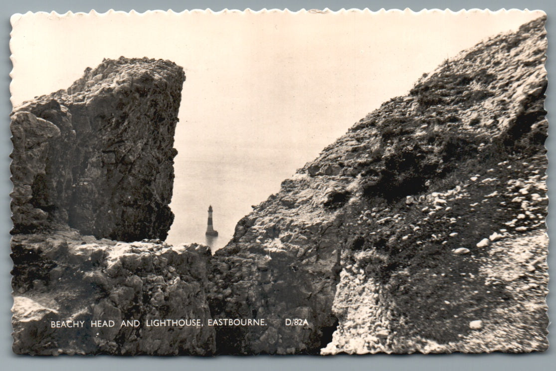 This is a Vintage Topographical Postcard showing Eastbourne Beachy Head & Lighthouse Sussex