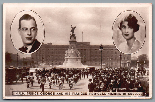 This is a Vintage Topographical Postcard showing H.R.H. Prince George &amp; Princess Marina of Greece