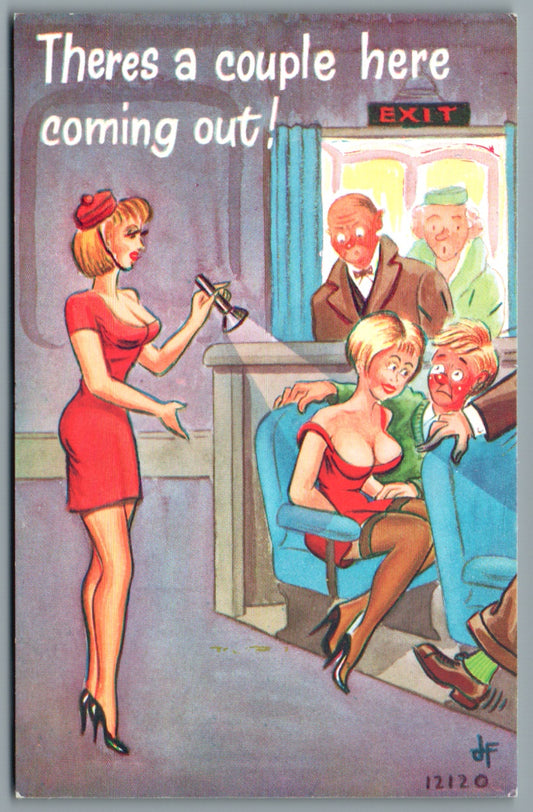 There's A Couple Here Coming Out ! Saucy Risque Postcard
