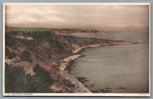 Swanage Two Bays, Dorset Vintage Topographical Postcard