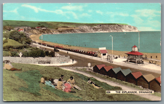 Swanage The Esplanade, Dorset Vintage Topographical Postcard
