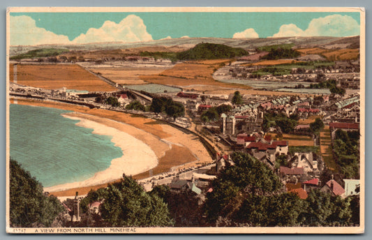 Minehead View from North Hill Somerset Vintage Topographical Postcard