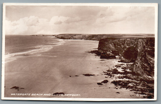 Newquay Watergate Beach Cornwall Vintage Topographical Postcard