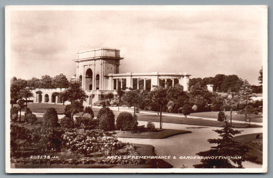 This is a Vintage Topographical Postcard showing Nottingham Arch Remembrance &amp; Gardens, Nottinghamshire