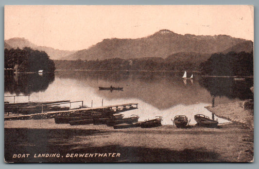 This is a Vintage Topographical Postcard showing Derwentwater Boat Landing Keswick Cumbria