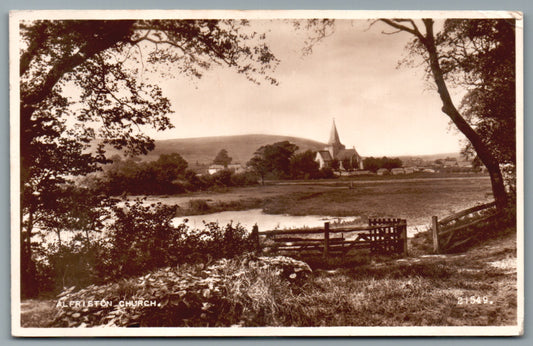 Alfriston Church Sussex Postcard RPPC