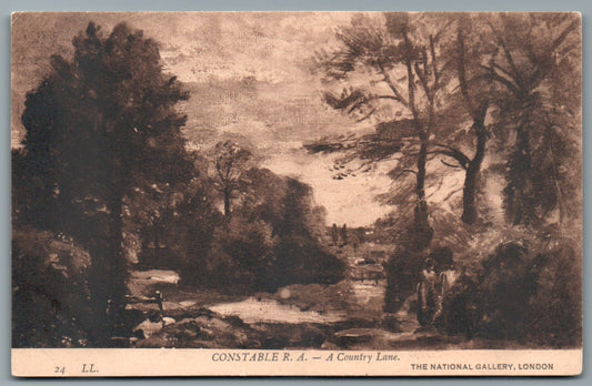 This is a Vintage Topographical Postcard showing Country Lane by R. A. Constable