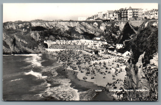 Newquay Tolcarne Beach Cornwall Vintage Topographical Postcard