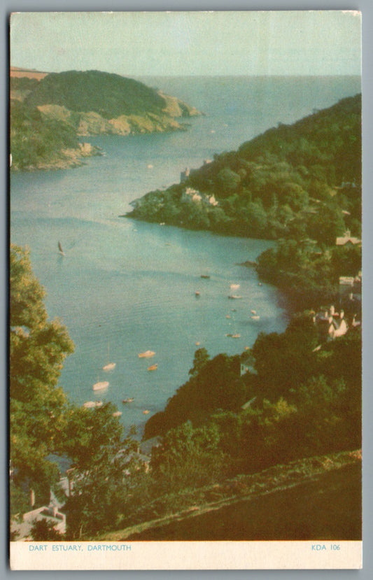 This is a Vintage Topographical Postcard showing Dartmouth Dart Estuary Devon