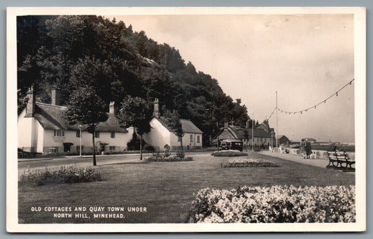 Minehead Old Cottages & Quay Town Somerset Vintage Topographical Postcard