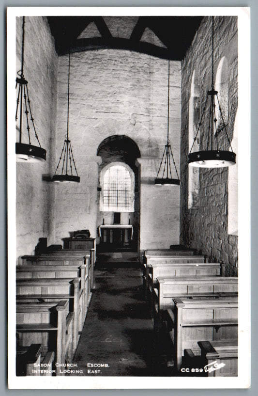 This is a Vintage Topographical Postcard showing Escomb Saxon Church Interior Durham