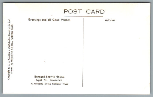 Bernard Shaw's House, Ayot St Lawrence Hertfordshire Postcard #2083