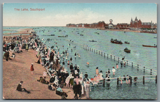 This is a Vintage Topographical Postcard showing Southport The Lake Merseyside