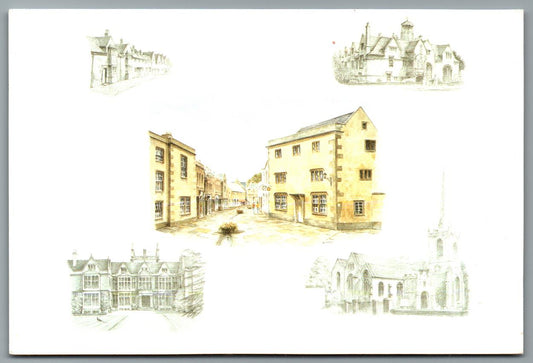 Corsham Multi View Artist Card, Wiltshire Vintage Topographical Postcard