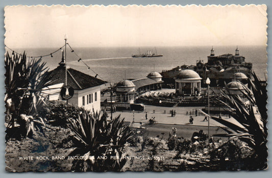 This is a Vintage Topographical Postcard showing Hastings White Rock Band Enclosure Sussex