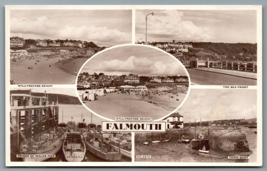 This is a Vintage Topographical Postcard showing Falmouth Multi View Cornwall