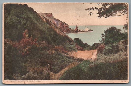Approach To Anstey's Cove Torquay Devon Postcard