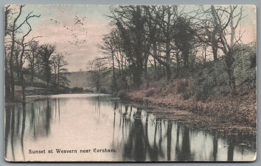 Corsham Sunset At Weavern, Wiltshire Vintage Topographical Postcard