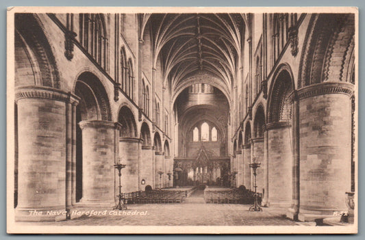 This is a Hereford Cathedral The Nave Herefordshire Vintage Topographical Postcard