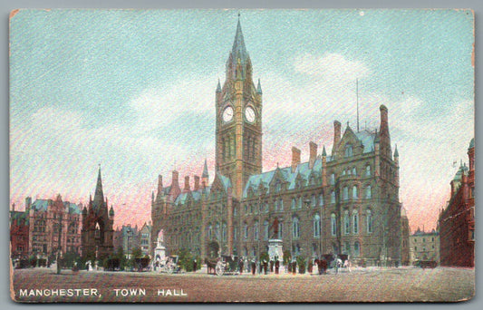 This is a Manchester Town Hall Vintage Topographical Postcard