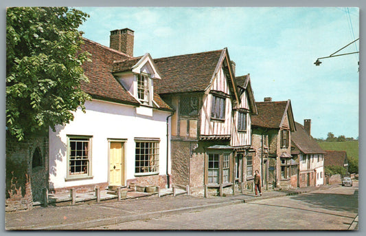 This is a Lavenham Old Cottages in Prentice Street Suffolk Vintage Topographical Postcard