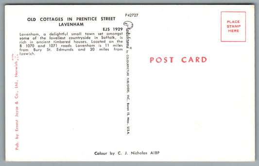 Lavenham Old Cottages in Prentice Street Suffolk Postcard #2365