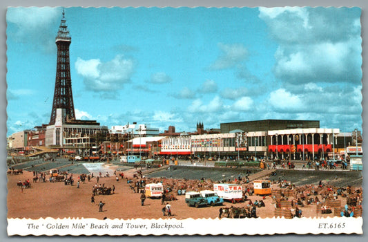 Blackpool Golden Mile Beach Tower Postcard