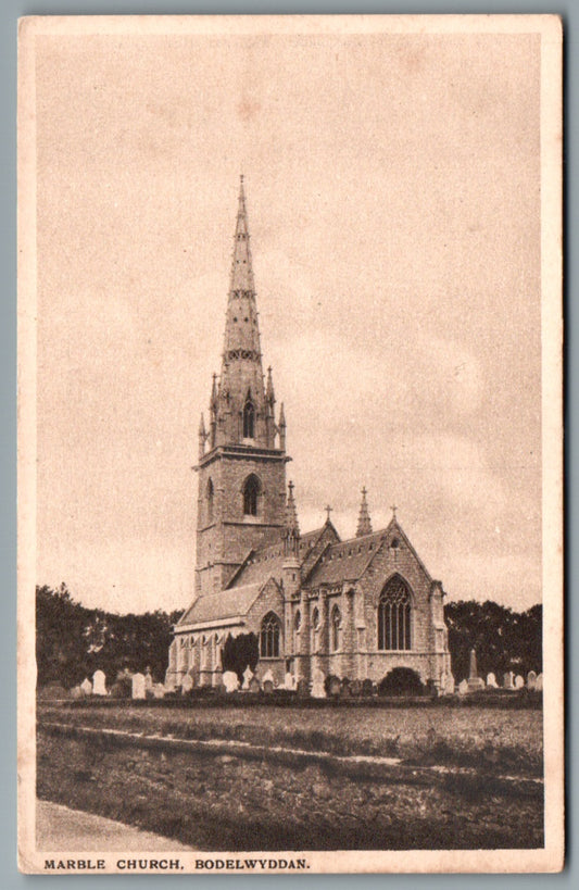This is a Bodelwyddan Marble Church Denbighshire Wales Vintage Topographical Postcard