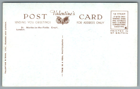 St Martin-In-The-Fields Crypt London RPPC Postcard #2412