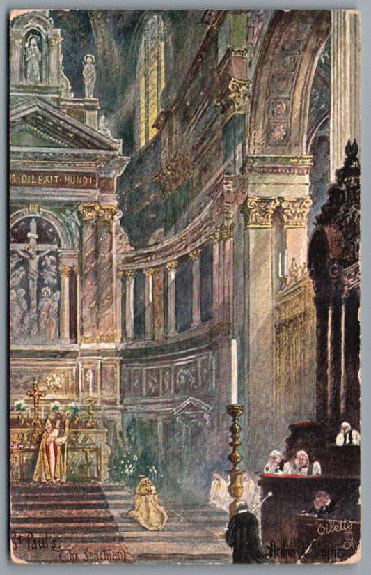 This is a St Paul's Cathedral Interior London Vintage Topographical Postcard