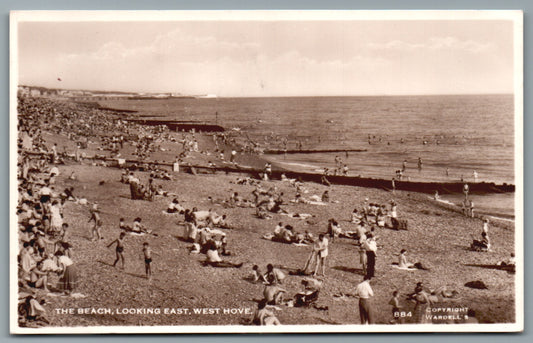 This is a West Hove, The Beach looking East, Sussex Vintage Topographical Postcard
