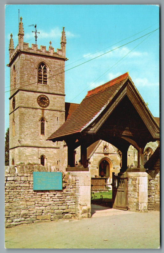This is a Vintage Topographical Postcard showing Bladon Parish Church Oxfordshire