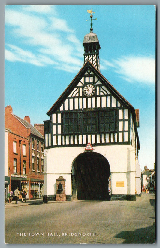 This is a Vintage Topographical Postcard showing Bridgnorth Town Hall Shropshire