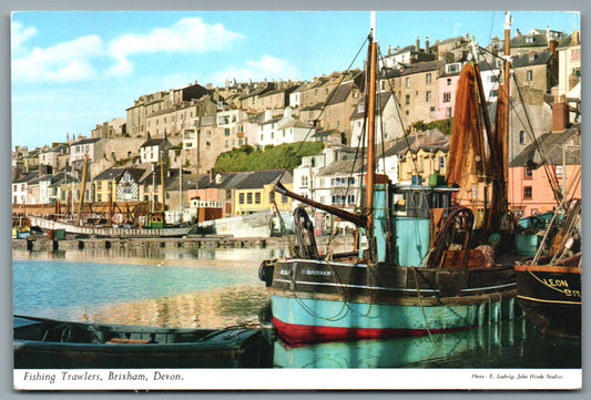 This is a Vintage Topographical Postcard showing Brixham Harbour Devon