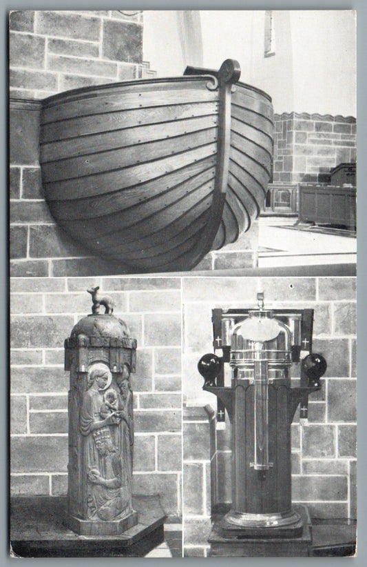 This is a Vintage Topographical Postcard showing St Leonards On Sea Parish Church Galilean Pulpit Font Sussex